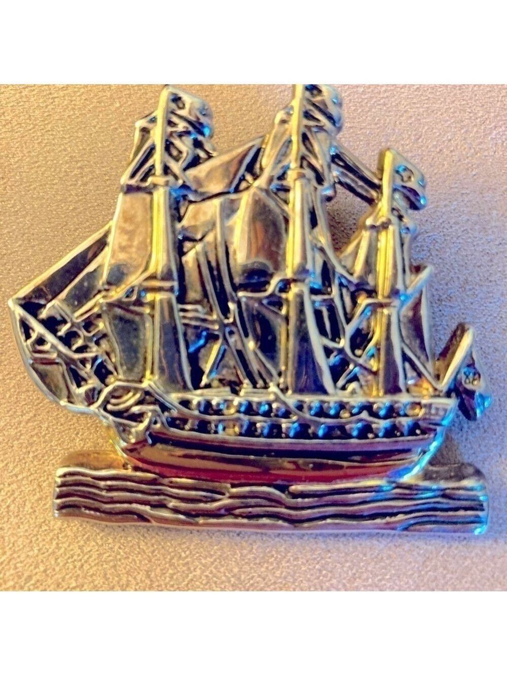 Vintage Pin or Pendant 3 Mast Sailing Ship